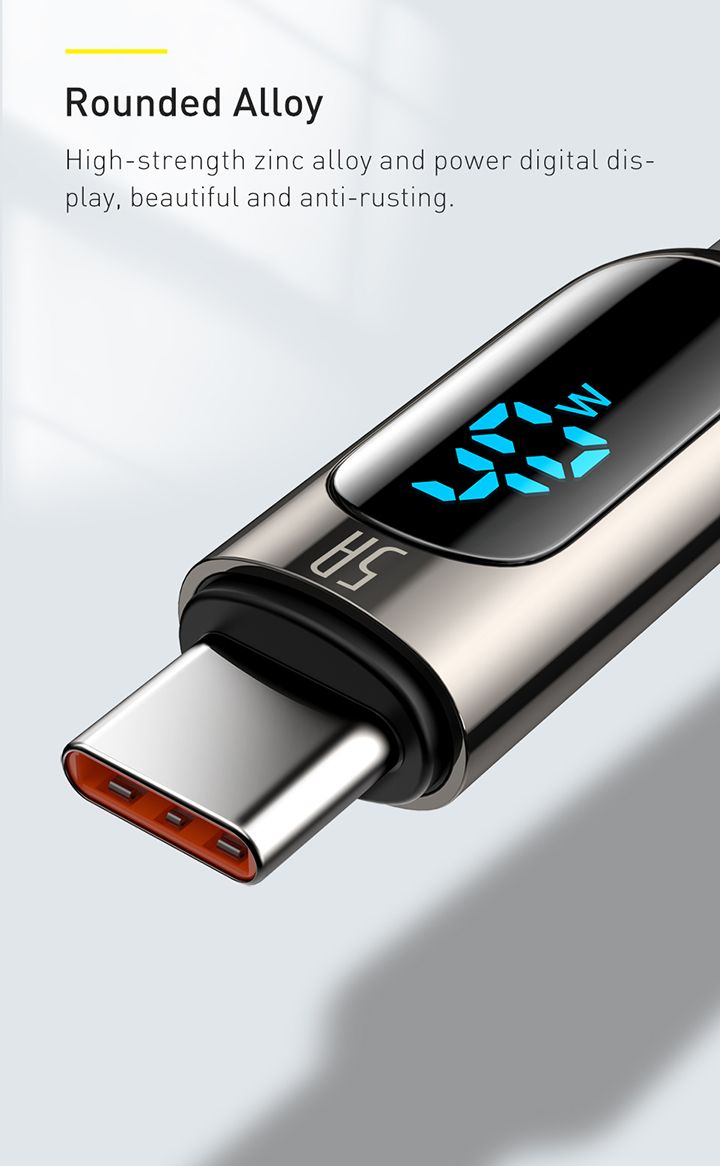 Кабель Baseus Display Fast Charging Data Cable USB - USB-C, 5A, цвет- чёрный, длина- 1м